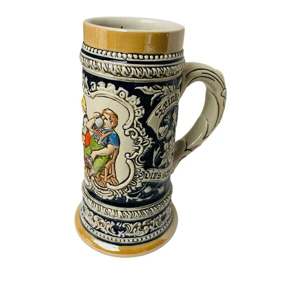Vintage German Beer Stein Mug With Handle Hand-Painted Ceramic Bavarian Tavern S - Picture 7 of 11
